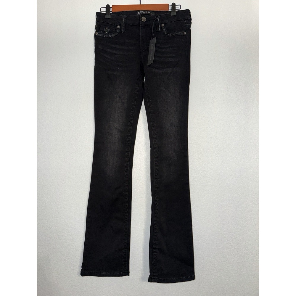 Affliction Jade Jeans Womens 26 NWT Black Embellished Crystal Studded Bootcut